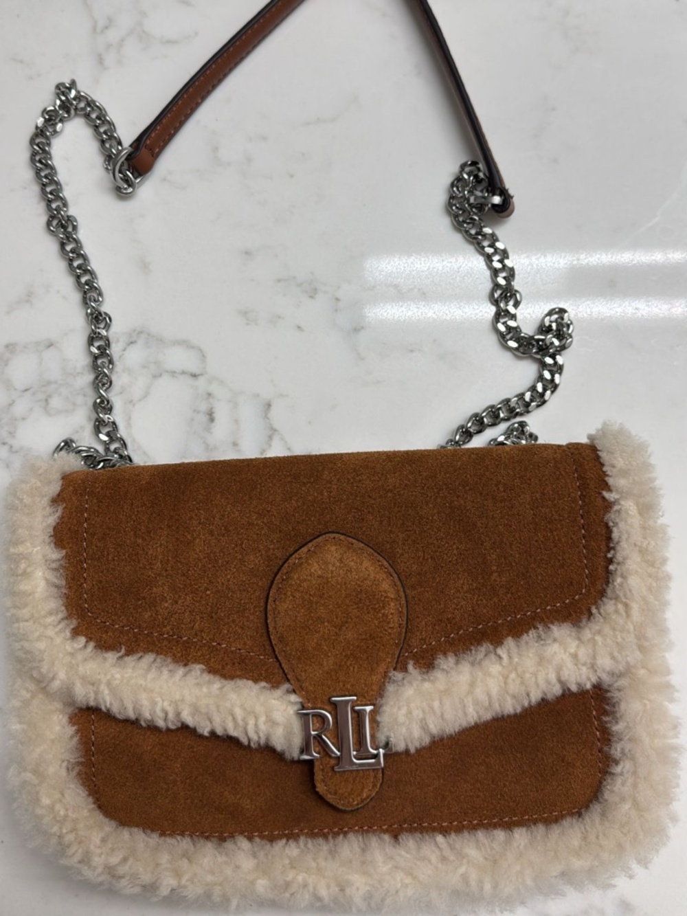 Lauren Ralph Lauren Shearling-Trim Bradley Crossbody Wallet